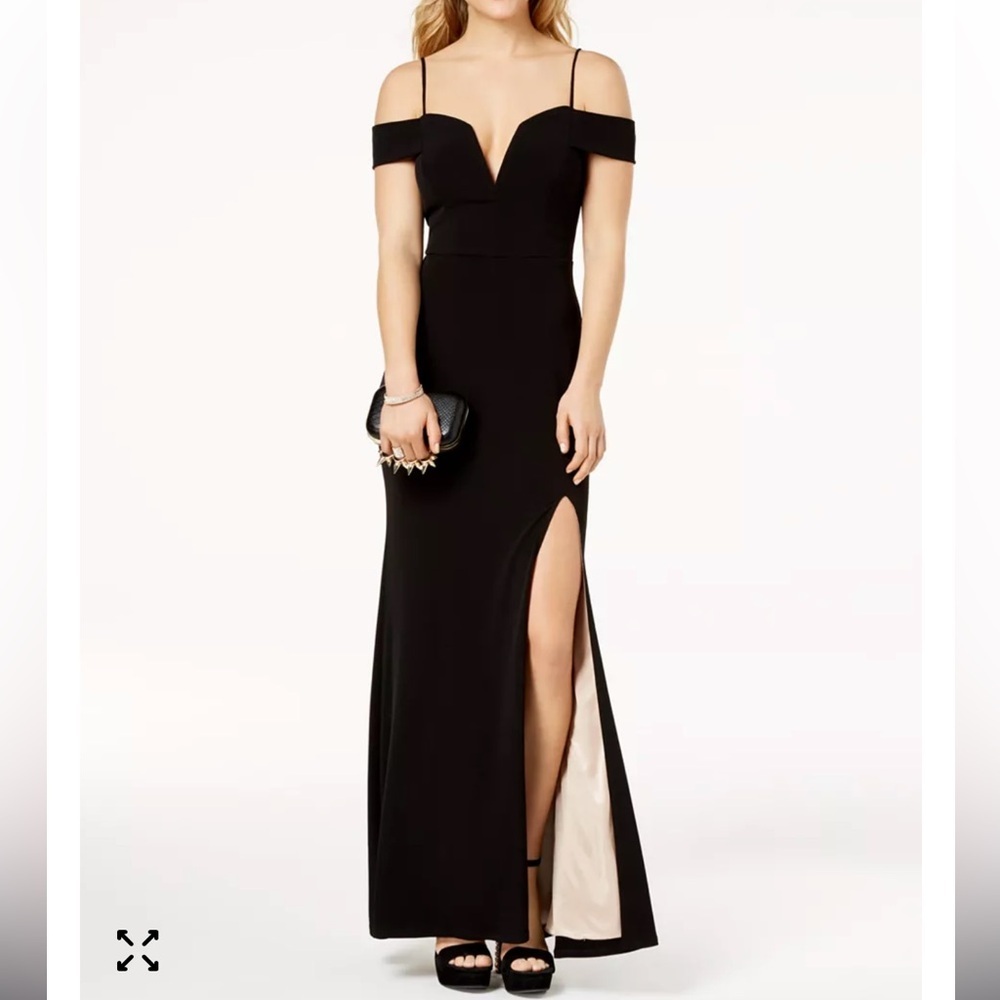 City Studio Black Maxi Dress with Slit